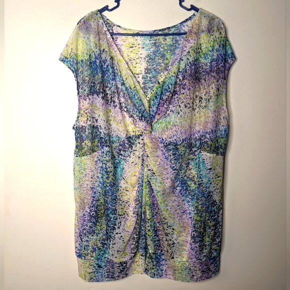 Lane Bryant Tops - Lane Bryant Splattered Semi Sheer Twist Blouse